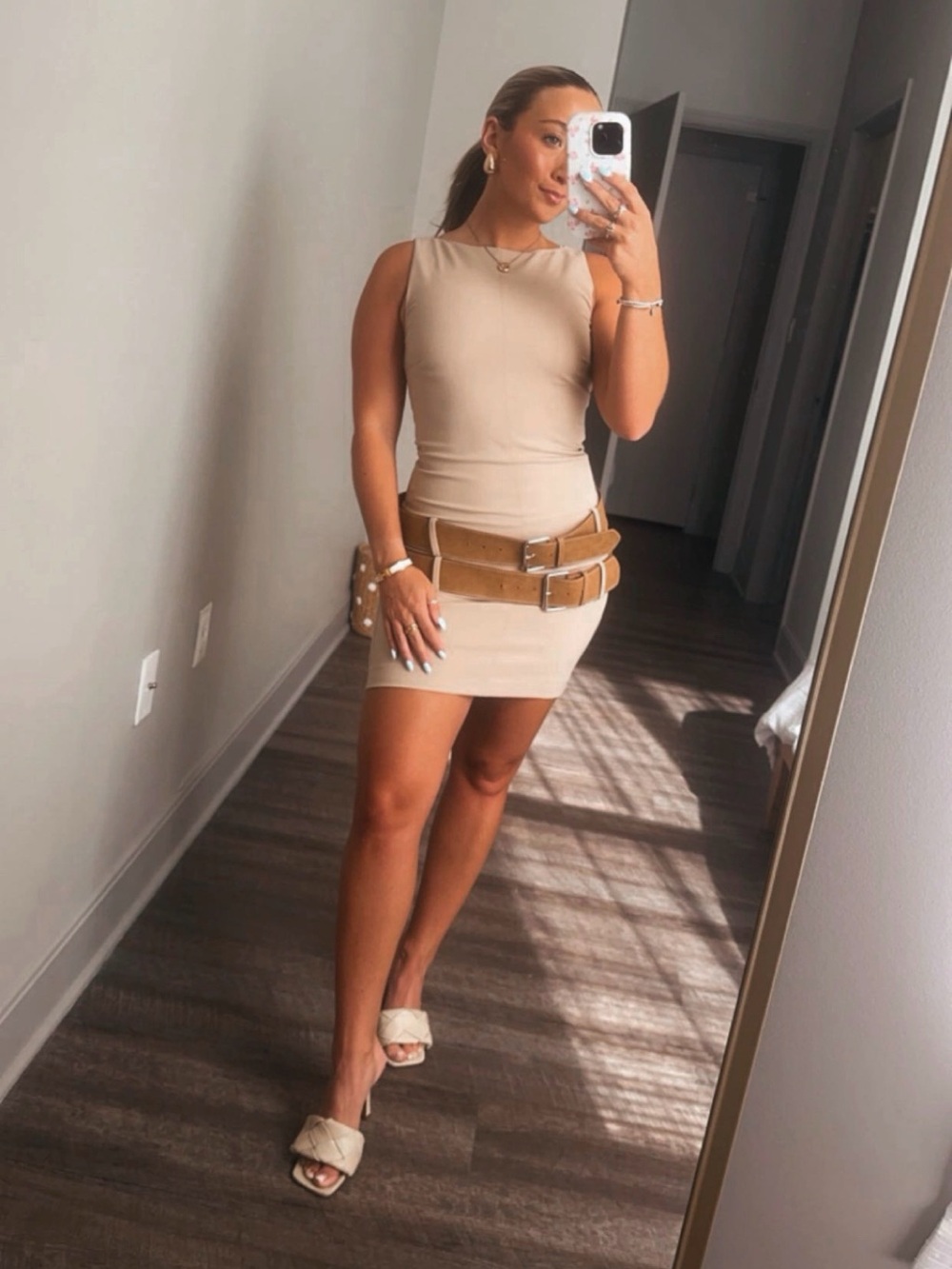 adorable Zara tan belted dress
